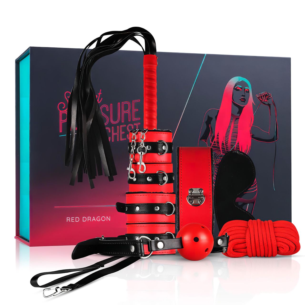 Secret Pleasure Chest - haladó BDSM készlet - 10 részes (piros) Secret Pleasure Chest - haladó BDSM készlet - 10 részes (piros)