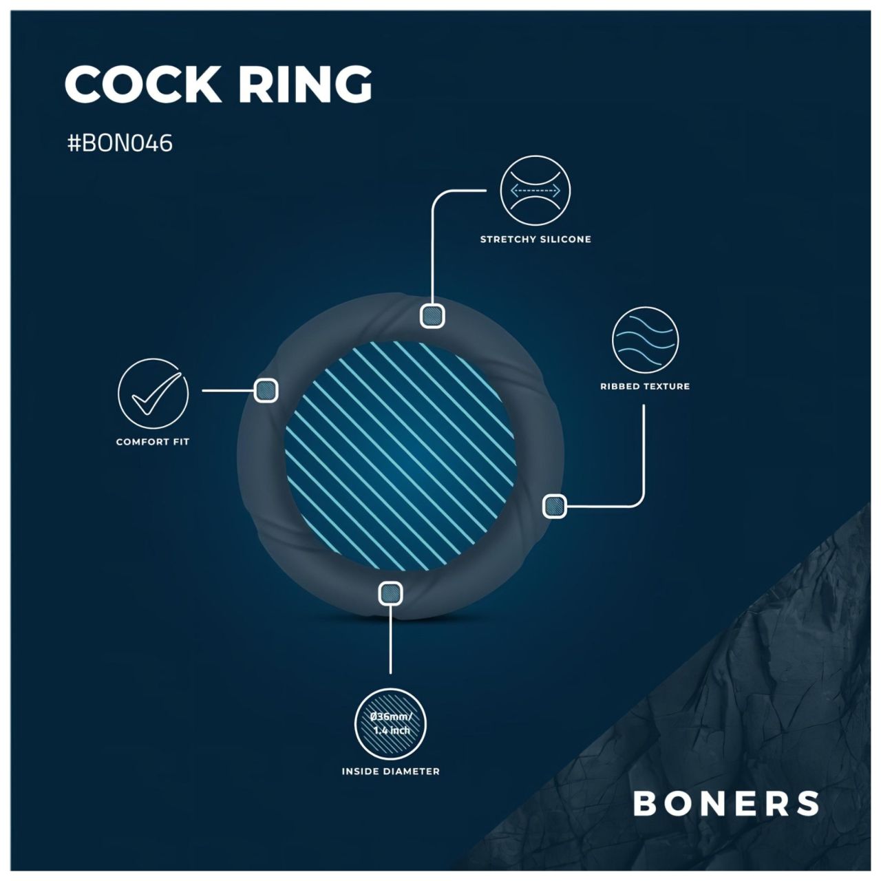 Boners Ergo - szilikon péniszgyűrű (szürke) Boners Ergo - szilikon péniszgyűrű (szürke)