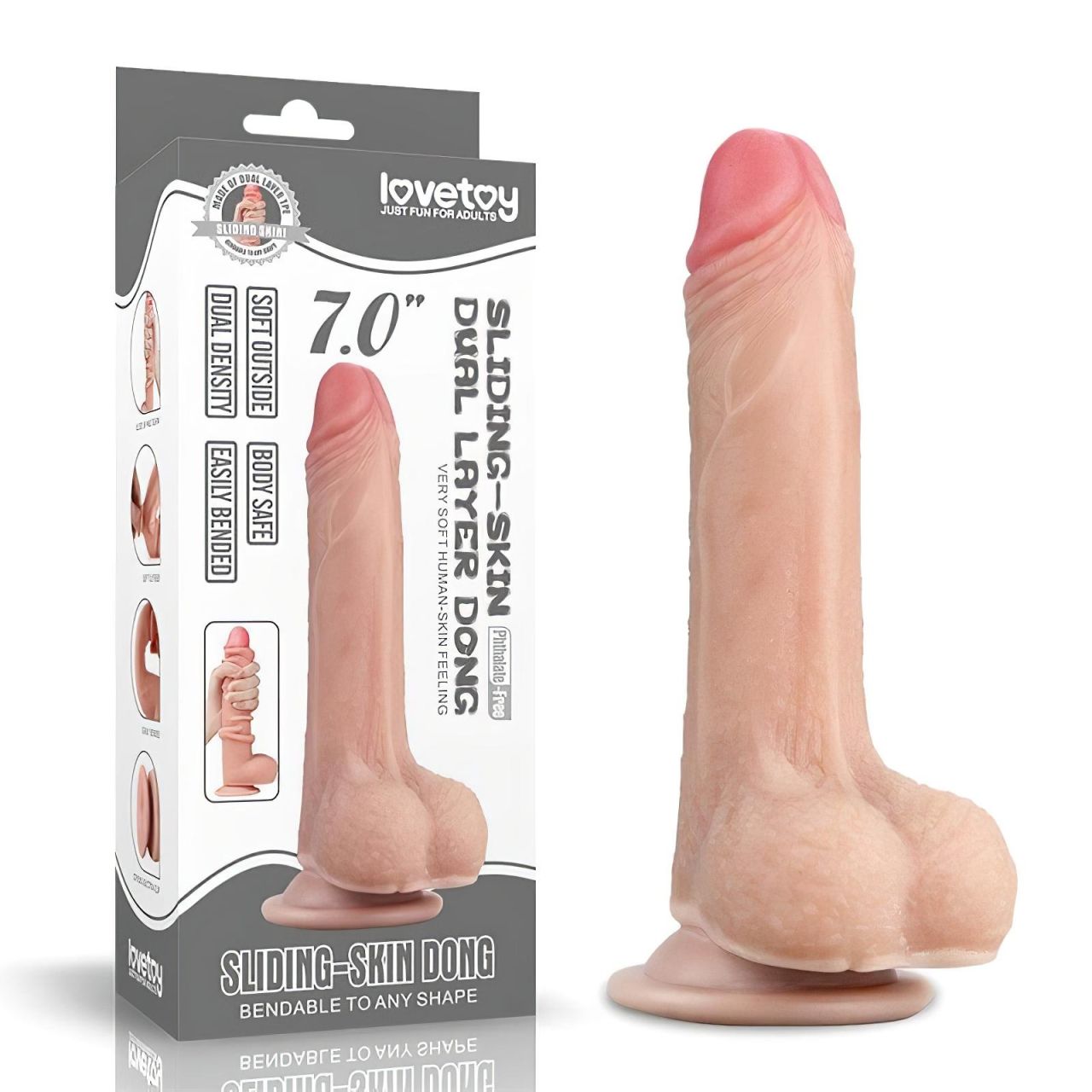 Lovetoy Sliding-Skin - kétrétegű dildó - 18 cm (testszínű) Lovetoy Sliding-Skin - kétrétegű dildó - 18 cm (testszínű)