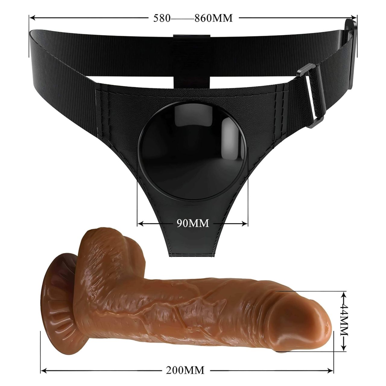 Pretty Love Harness - univerzális alsó dildóval - 17 cm (fekete) Pretty Love Harness - univerzális alsó dildóval - 17 cm (fekete)