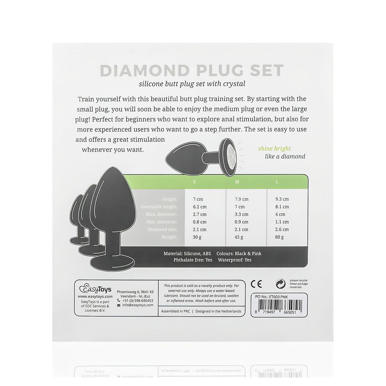 EasyToys Diamond - anál plug szett (fekete) EasyToys Diamond - anál plug szett (fekete)