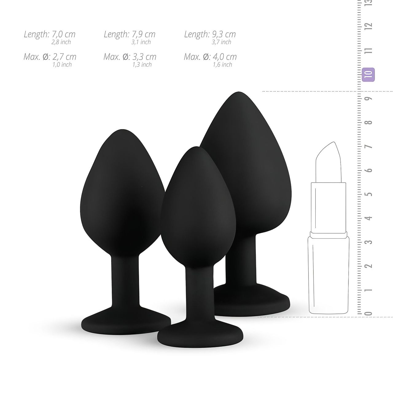 EasyToys Diamond - anál plug szett (fekete) EasyToys Diamond - anál plug szett (fekete)