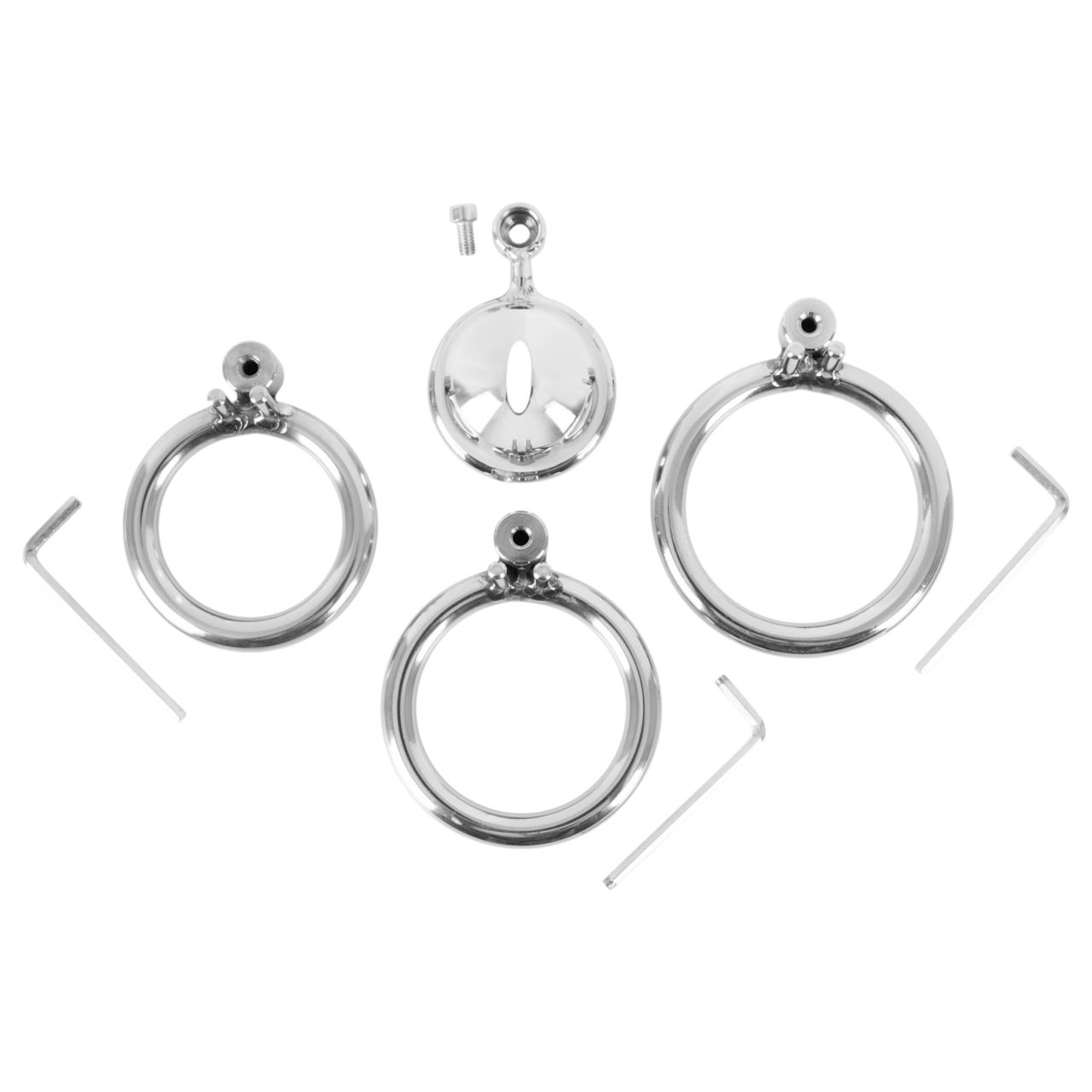 fetish collection - mini péniszketrec 3 cserélhető heregyűrűvel (ezüst) fetish collection - mini péniszketrec 3 cserélhető heregyűrűvel (ezüst)