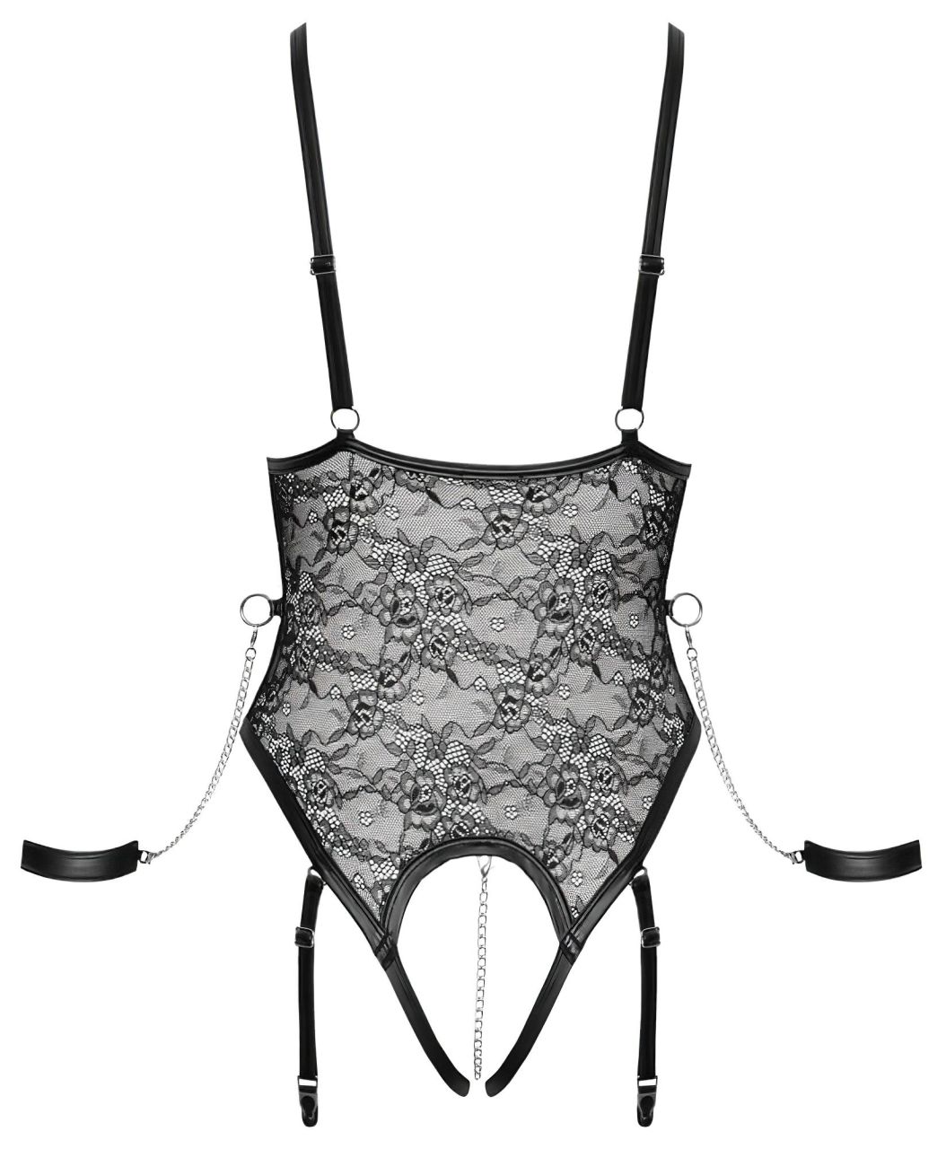 Cottelli Bondage - nyitott body bilinccsel (fekete)