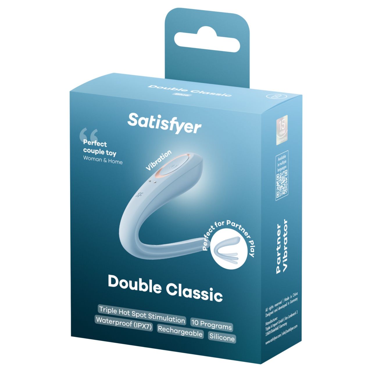 Satisfyer Double Classic - párvibrátor (kék) Satisfyer Double Classic - párvibrátor (kék)