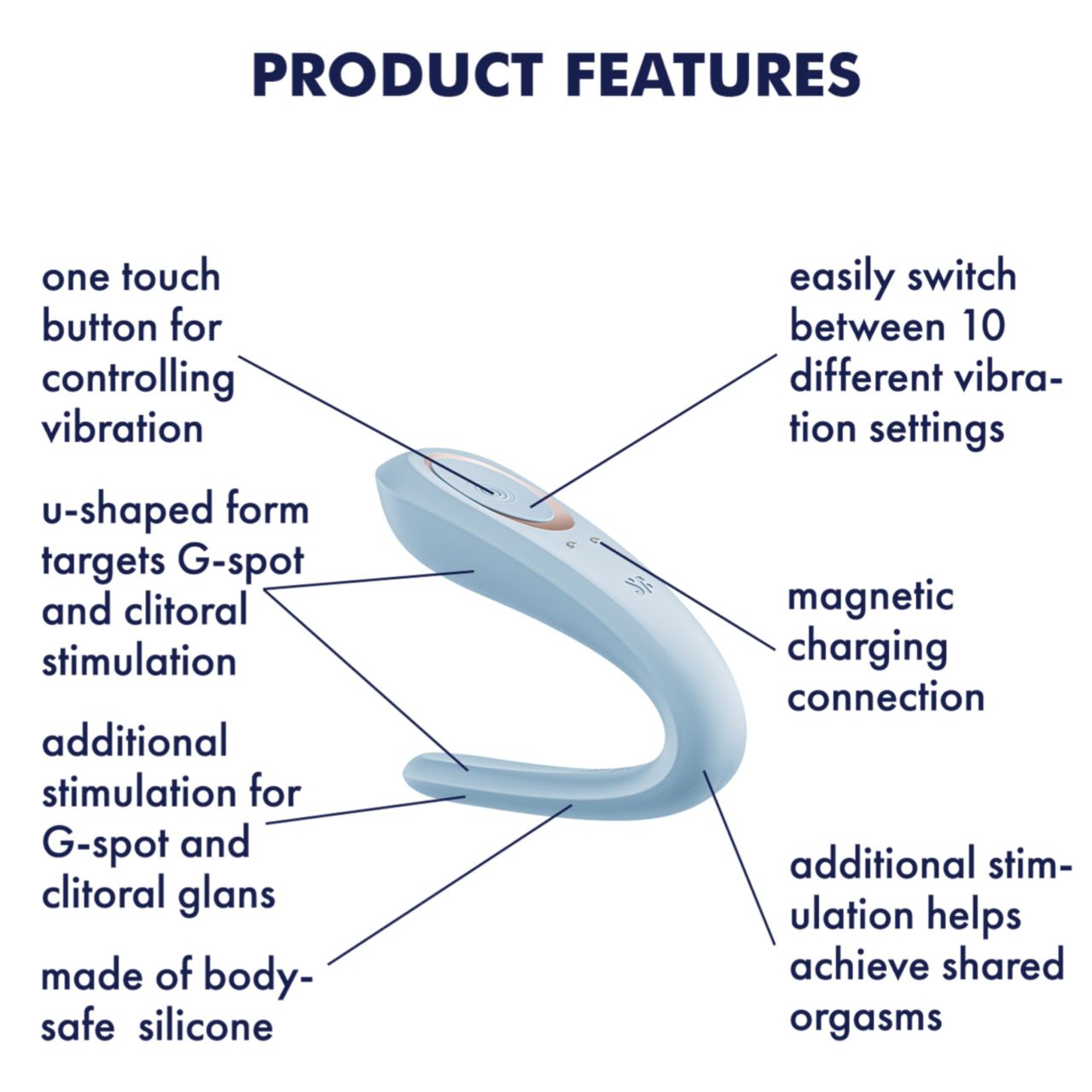 Satisfyer Double Classic - párvibrátor (kék) Satisfyer Double Classic - párvibrátor (kék)