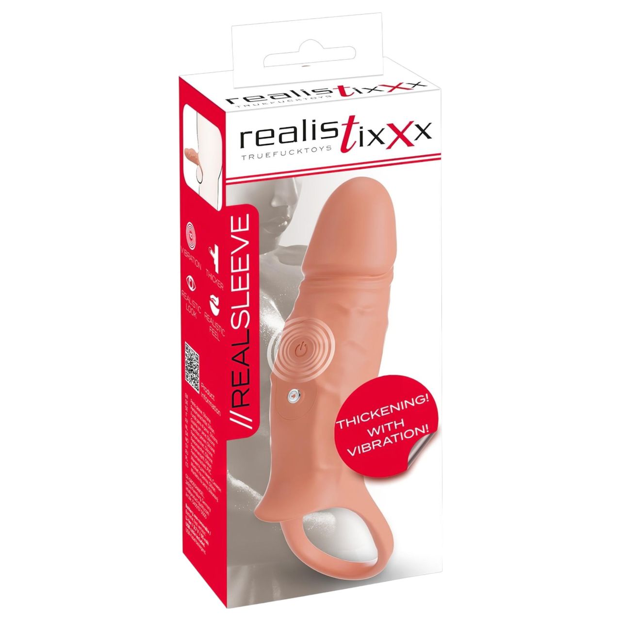 realistixxx - heregyűrűs, vibrációs péniszköpeny (testszínű)
