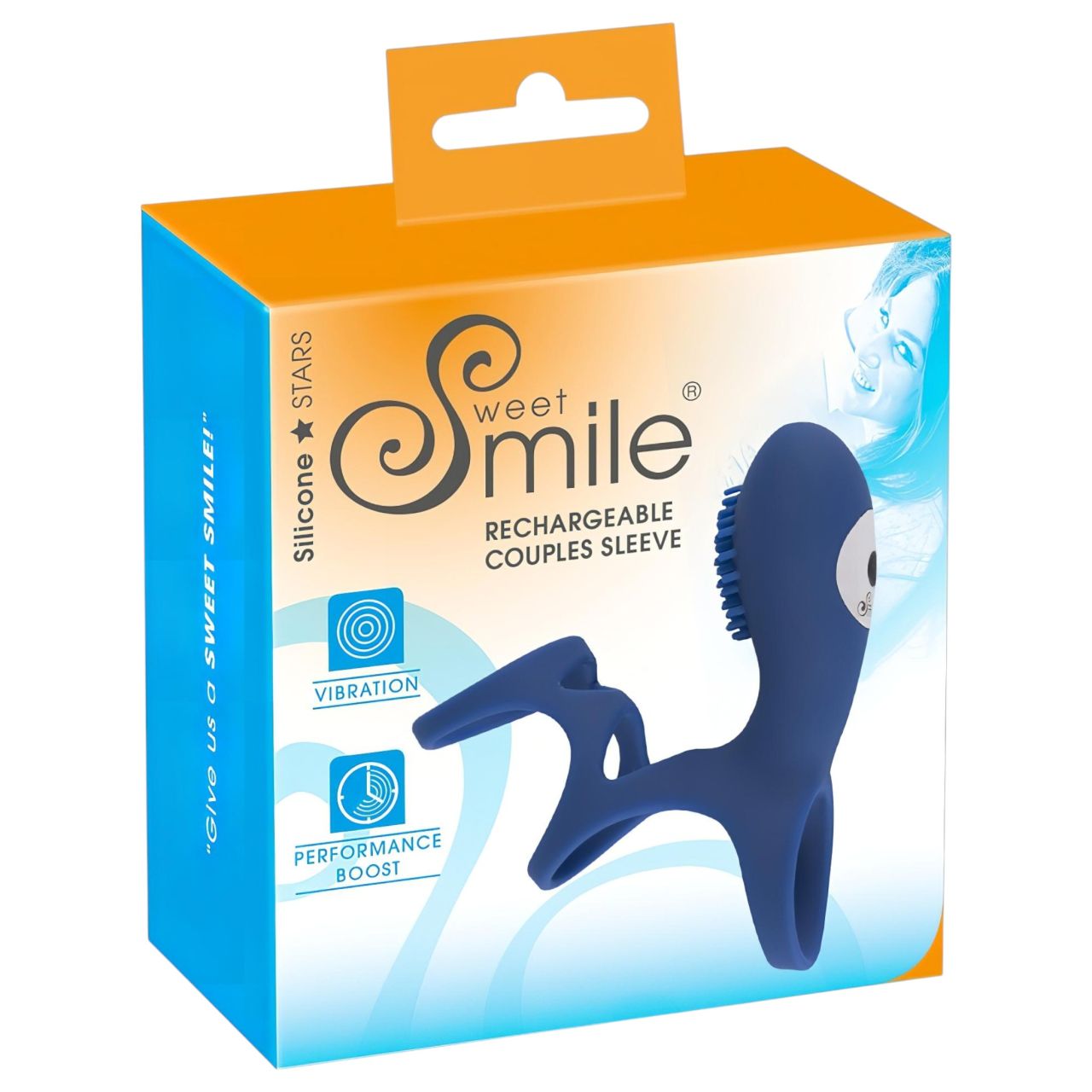 SMILE Couple - akkus, vibrációs péniszmandzsetta (kék)
