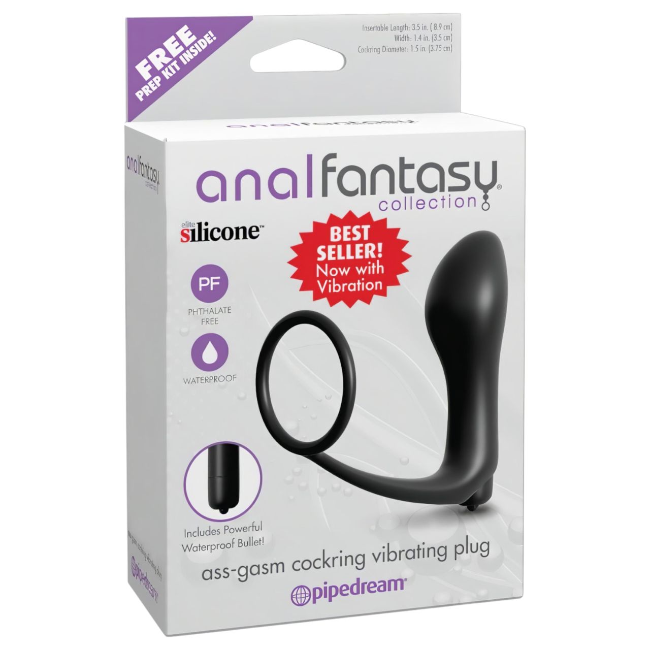 Pipedream - Analfantasy - ujj anál vibrátor péniszgyűrűvel (fekete)