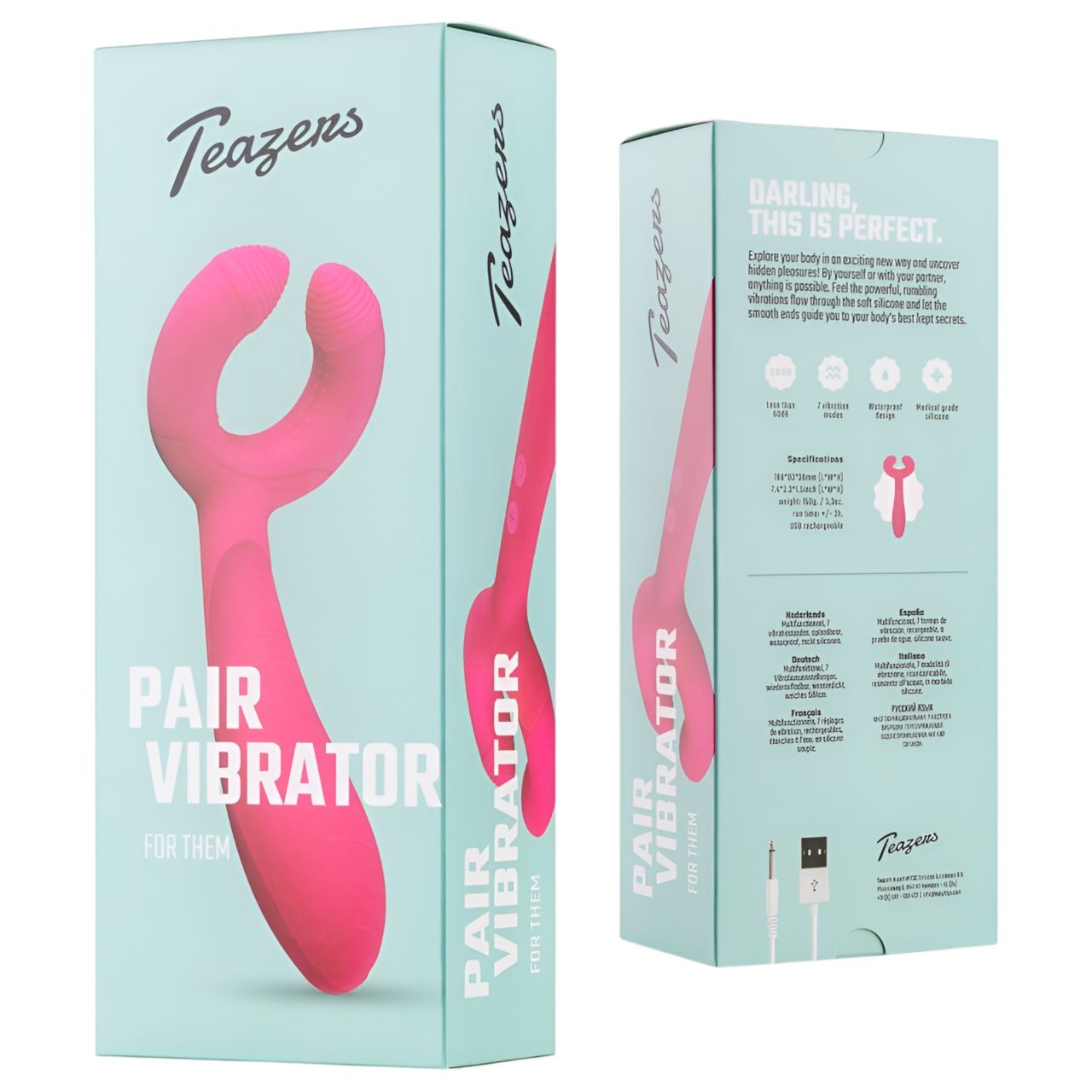 EasyToys Couple - akkus, vízálló párvibrátor (pink)