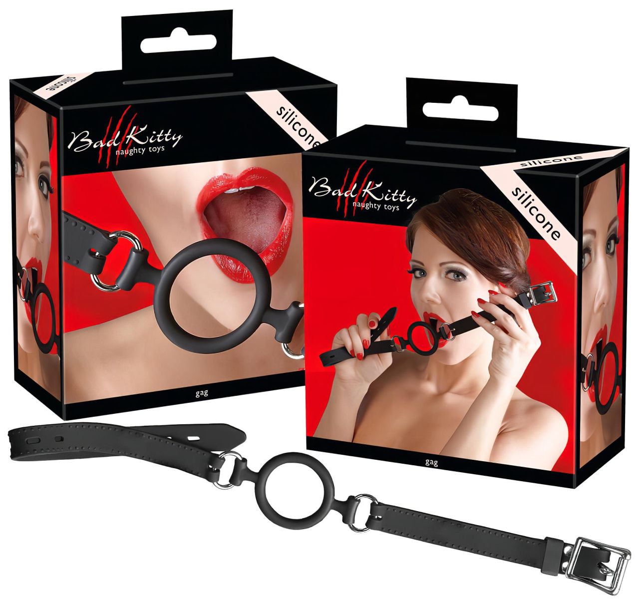 Bad Kitty - szilikon karika szájpecek (fekete) Bad Kitty - szilikon karika szájpecek (fekete)