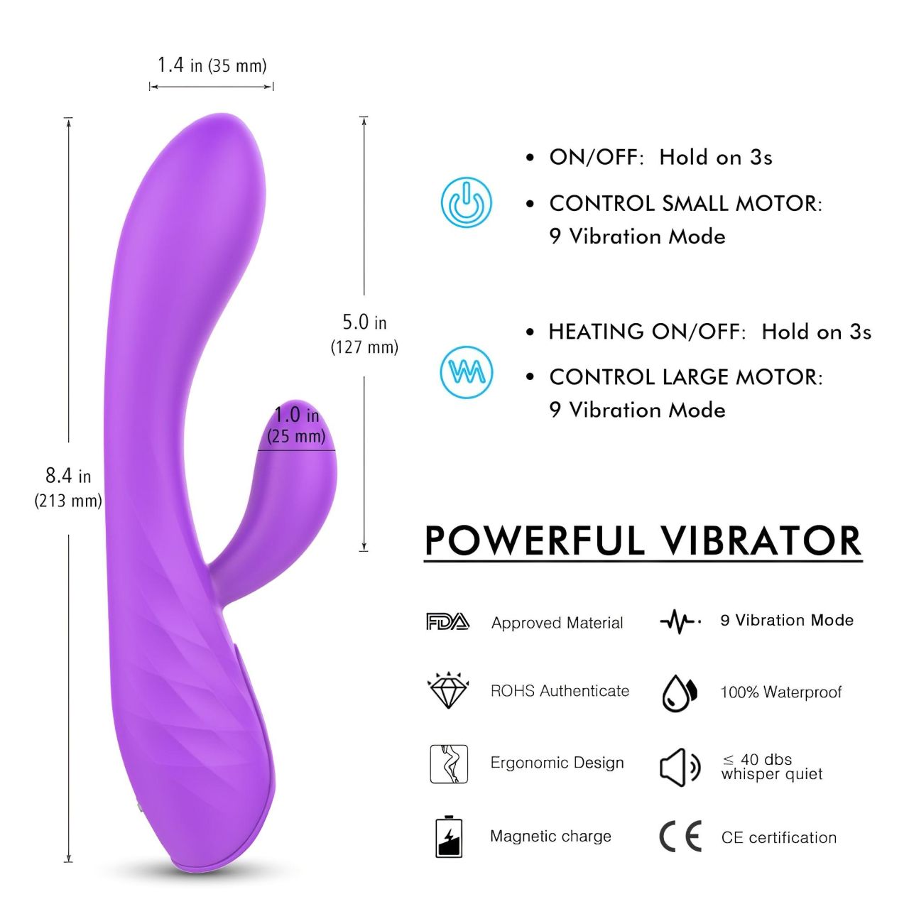 Sex HD Muses - akkus, vízálló vibrátor (lila)