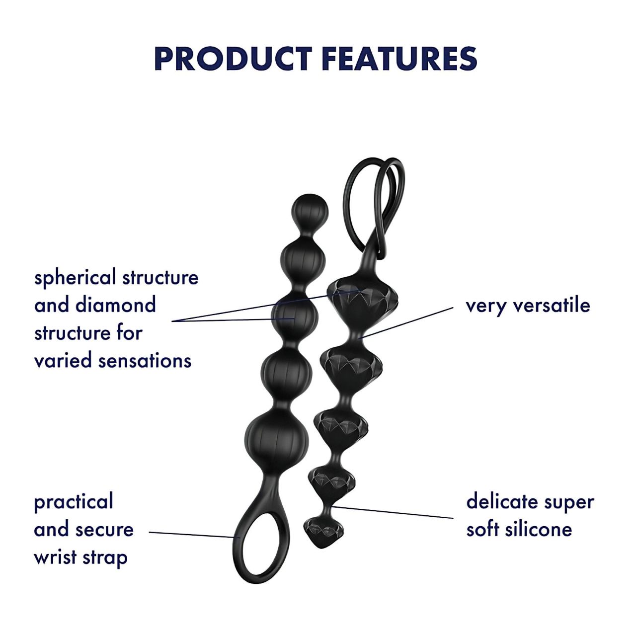 Satisfyer Love Beads - gyöngyös anál dildó szett (fekete)