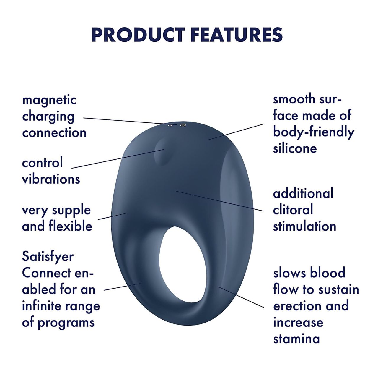 Satisfyer Strong One - App-vezérelt vibrációs péniszgyűrű, férfiaknak (kék) Satisfyer Strong One - App-vezérelt vibrációs péniszgyűrű, férfiaknak (kék)