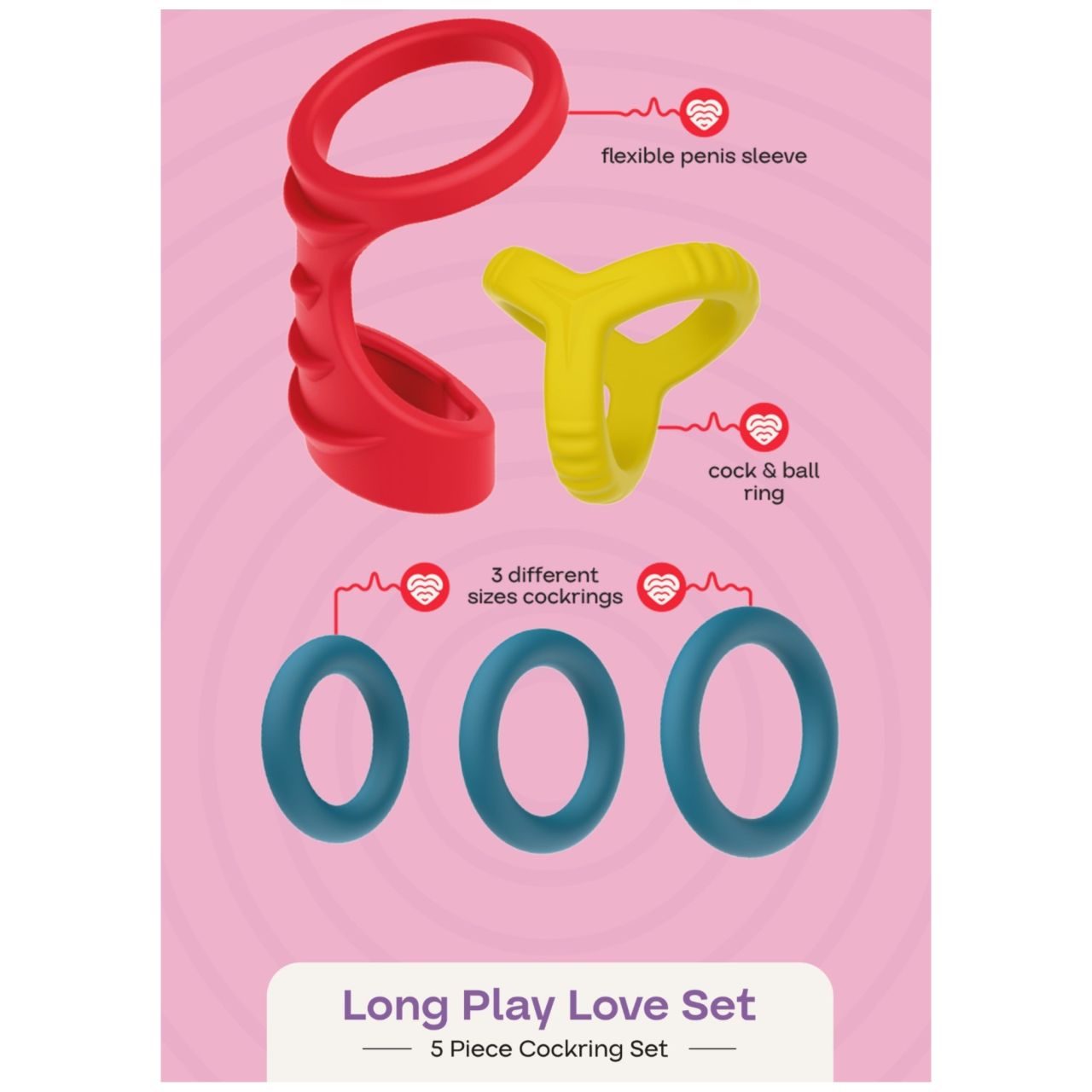 Dreamtoys Love Signal - péniszgyűrű szett (többszínű)