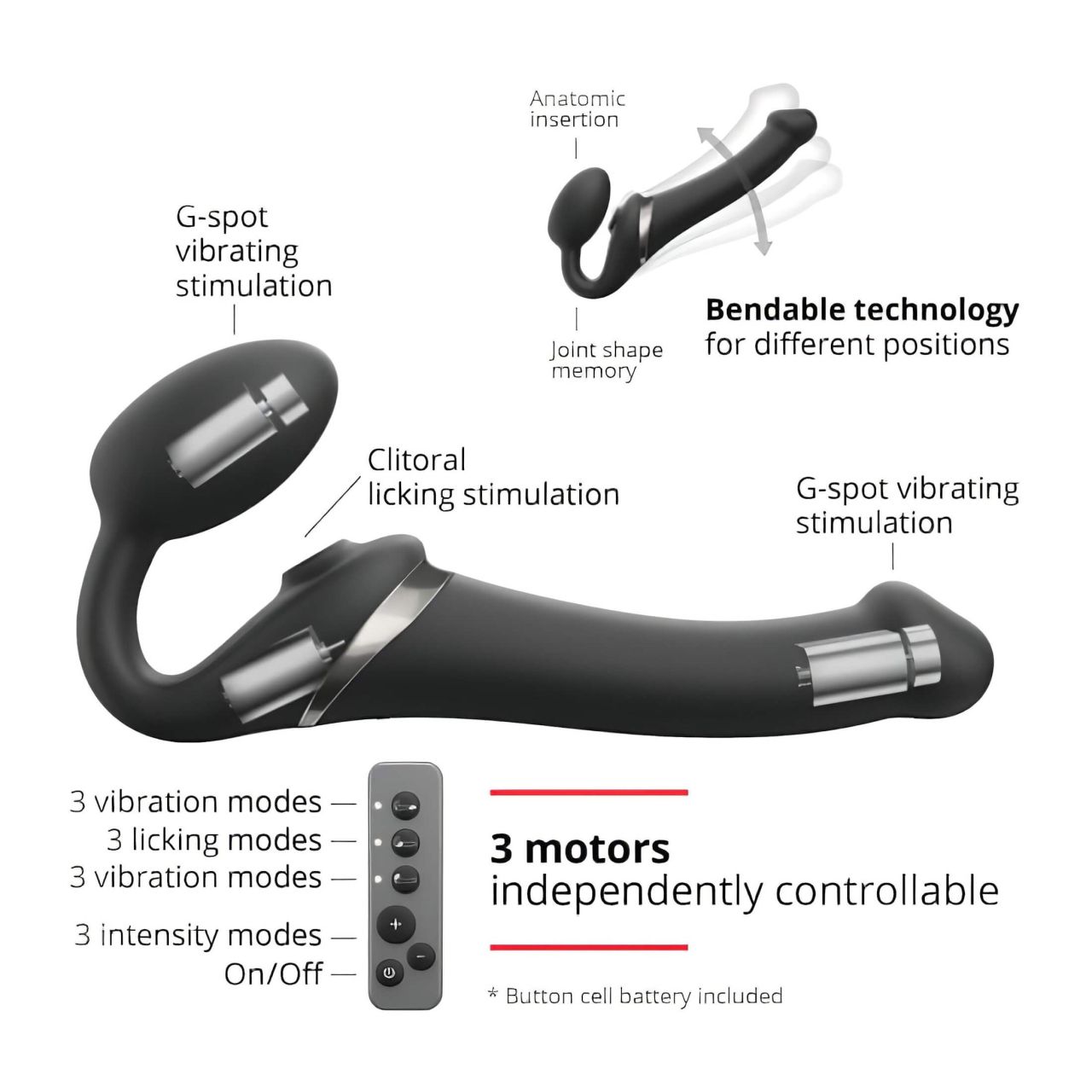 Strap-on-me S - felcsatolható, léghullámos vibrátor - (fekete) Strap-on-me S - felcsatolható, léghullámos vibrátor - (fekete)