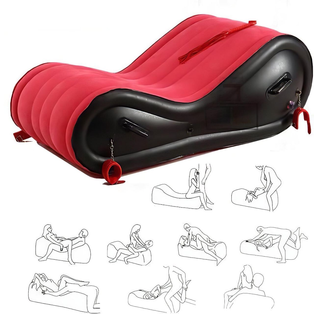 Desirel Magic Pillow - felfújható BDSM szexbútor - bilinccsel (piros)