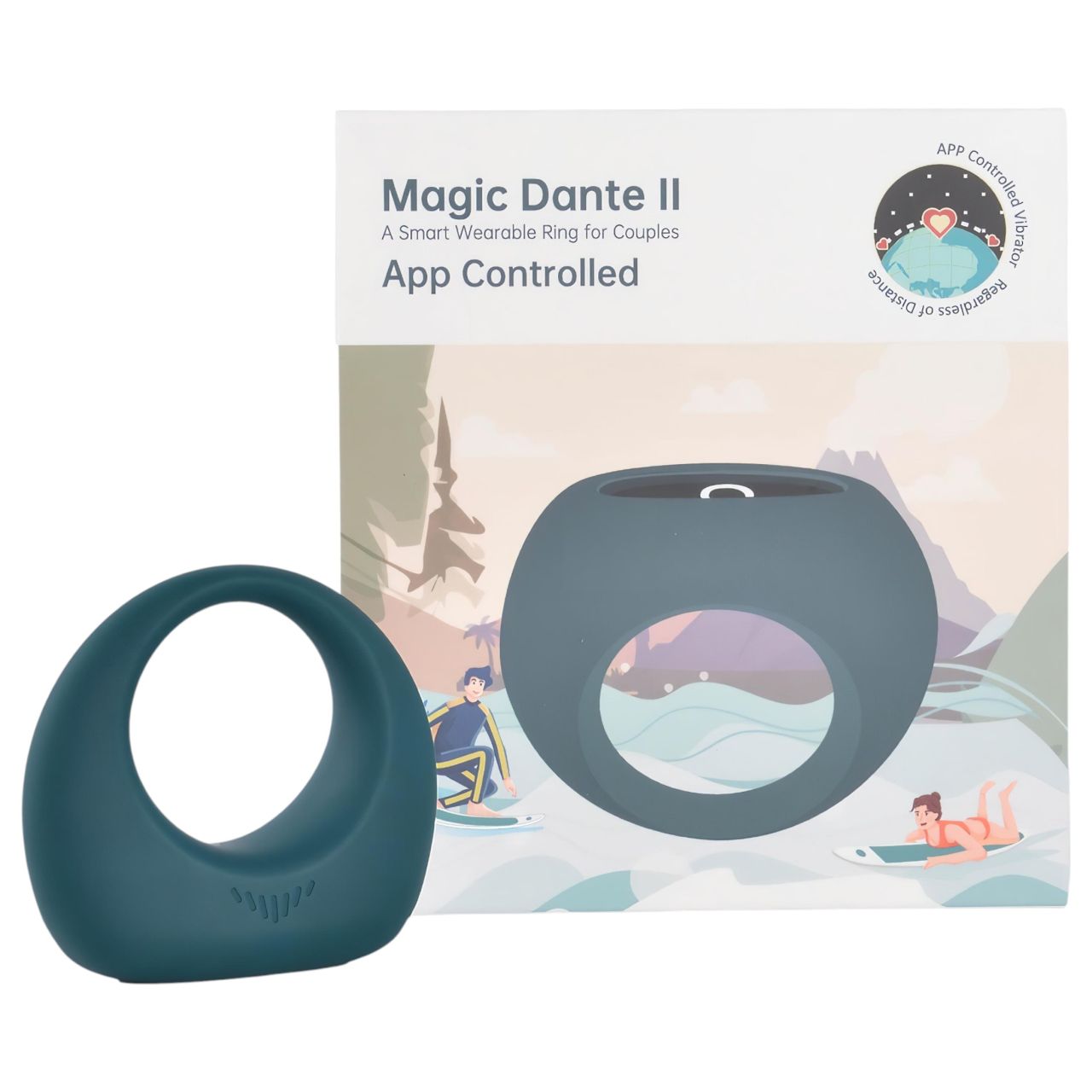 Magic Motion Dante II - App-vezérelt vibrációs péniszgyűrű, férfiaknak (kék)