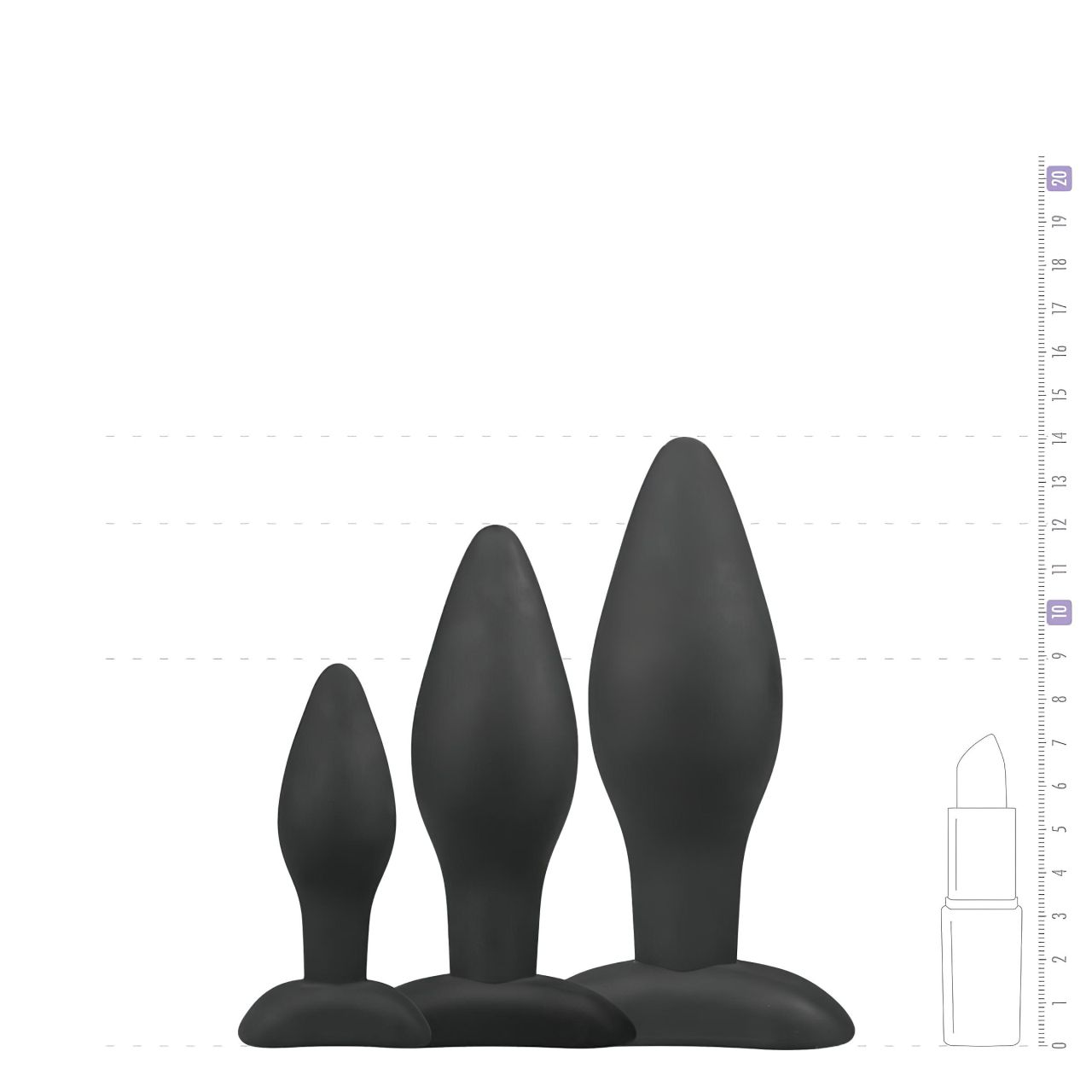 EasyToys Rocket - anál plug szett (fekete, 3 részes)