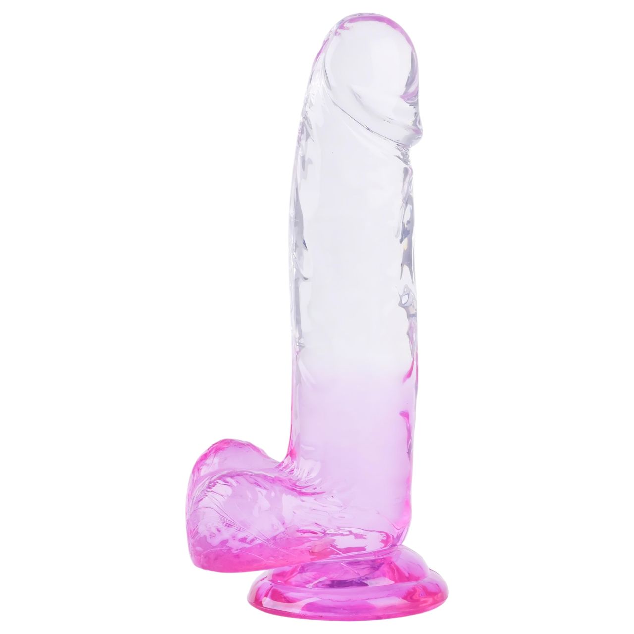 Sunfo - tapadókorongos, herés dildó - 22 cm (átlátszó-lila) Sunfo - tapadókorongos, herés dildó - 22 cm (átlátszó-lila)