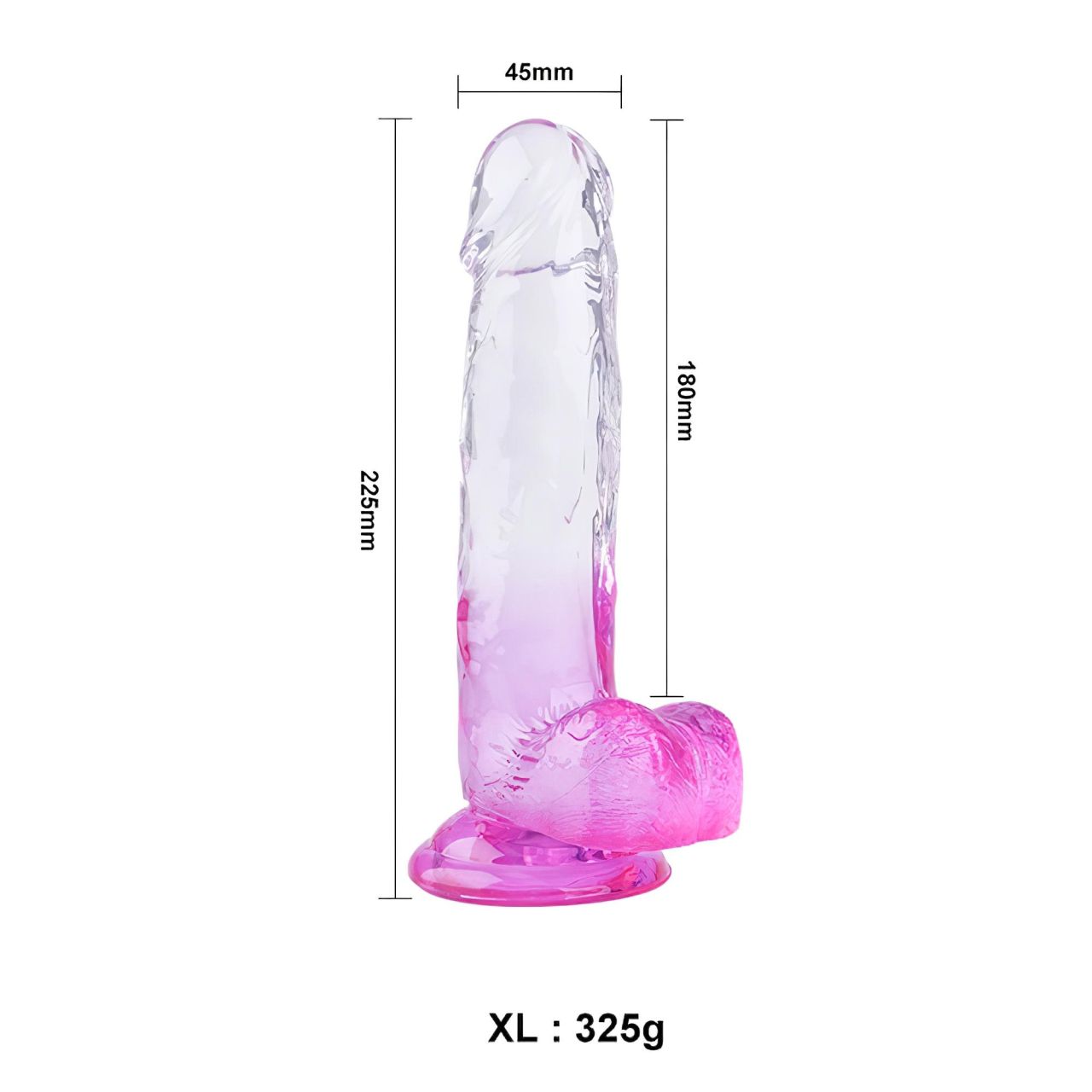 Sunfo - tapadókorongos, herés dildó - 22 cm (átlátszó-lila) Sunfo - tapadókorongos, herés dildó - 22 cm (átlátszó-lila)