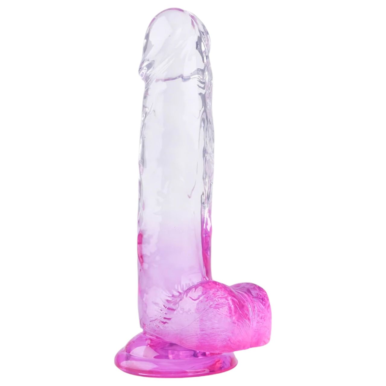 Sunfo - tapadókorongos, herés dildó - 22 cm (átlátszó-lila) Sunfo - tapadókorongos, herés dildó - 22 cm (átlátszó-lila)