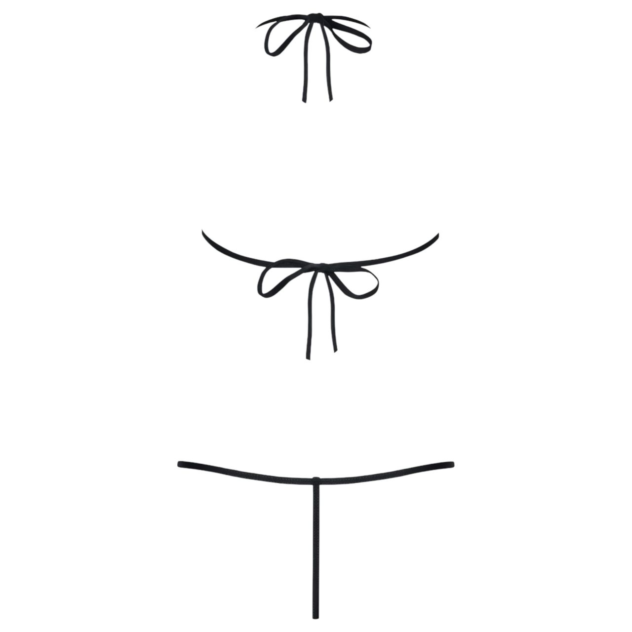 Obsessive Luiza - tulipános, pántos body (fekete, S/M)