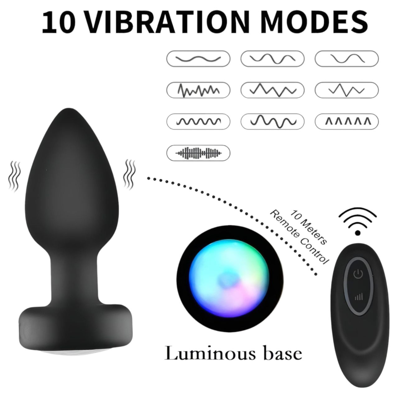 Mrow - világító, rádiós anál vibrátor (fekete) Mrow - világító, rádiós anál vibrátor (fekete)