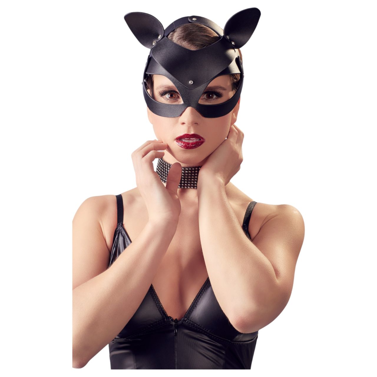 Bad Kitty - műbőr, strasszos cicamaszk (fekete, S-L)