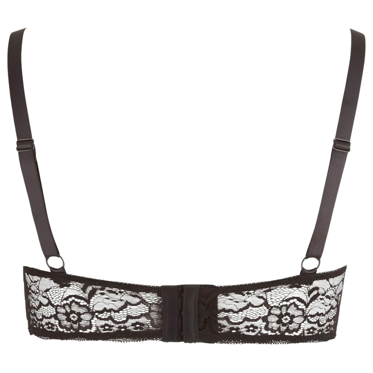 Cottelli Plus Size - pántos, gyűrűs push-up melltartó (fekete) Cottelli Plus Size - pántos, gyűrűs push-up melltartó (fekete)
