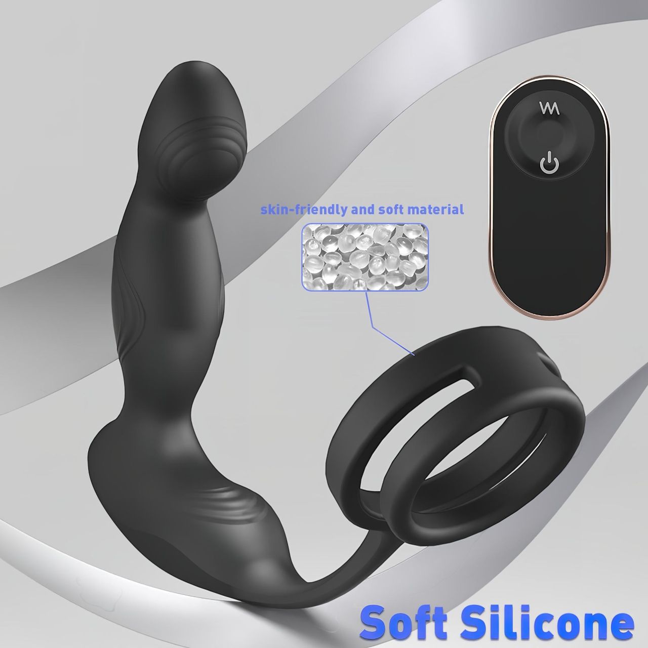 Sex HD Virgil - pénisz-és heregyűrűs prosztata vibrátor (fekete) Sex HD Virgil - pénisz-és heregyűrűs prosztata vibrátor (fekete)