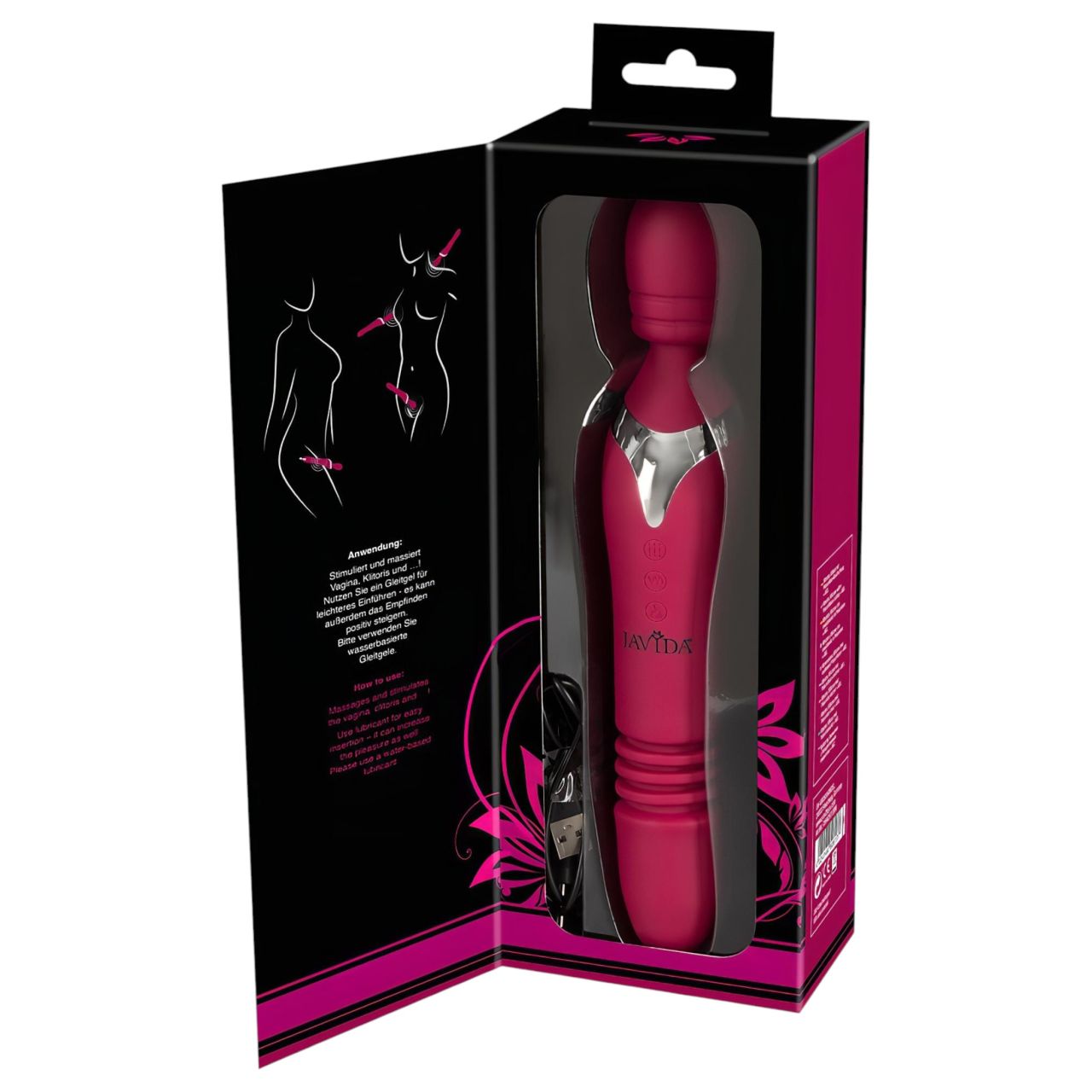 Javida Thrusting - 3in1 masszírozó vibrátor (piros) Javida Thrusting - 3in1 masszírozó vibrátor (piros)