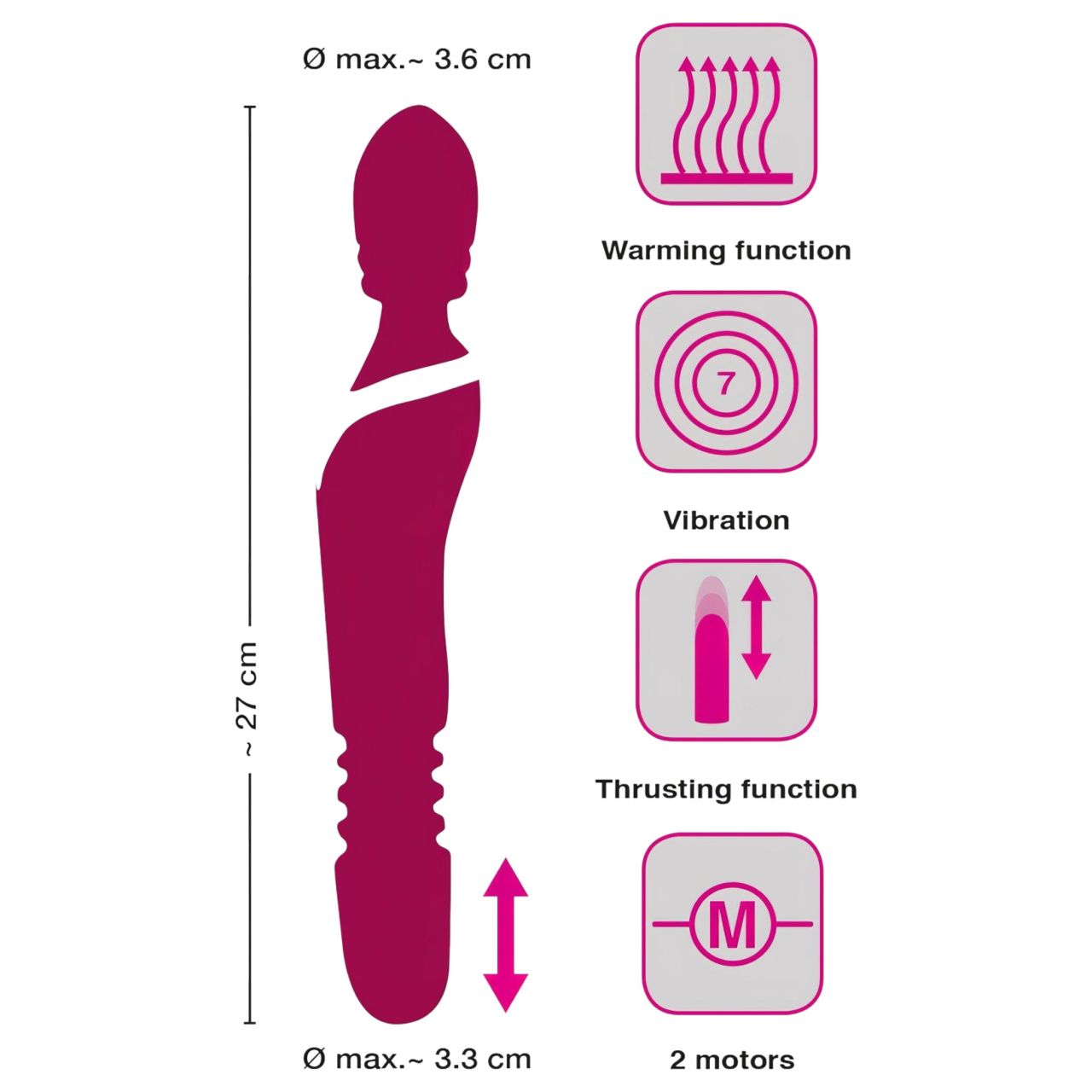 Javida Thrusting - 3in1 masszírozó vibrátor (piros) Javida Thrusting - 3in1 masszírozó vibrátor (piros)
