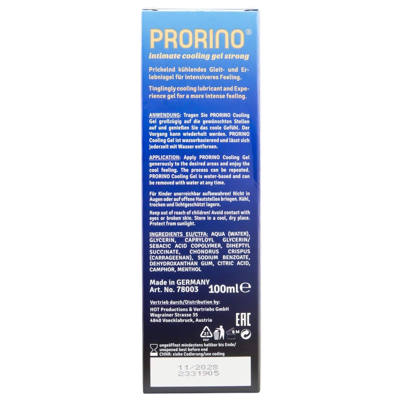 HOT Prorino - erős hűsítő intim krém férfiaknak (100 ml) HOT Prorino - erős hűsítő intim krém férfiaknak (100 ml)