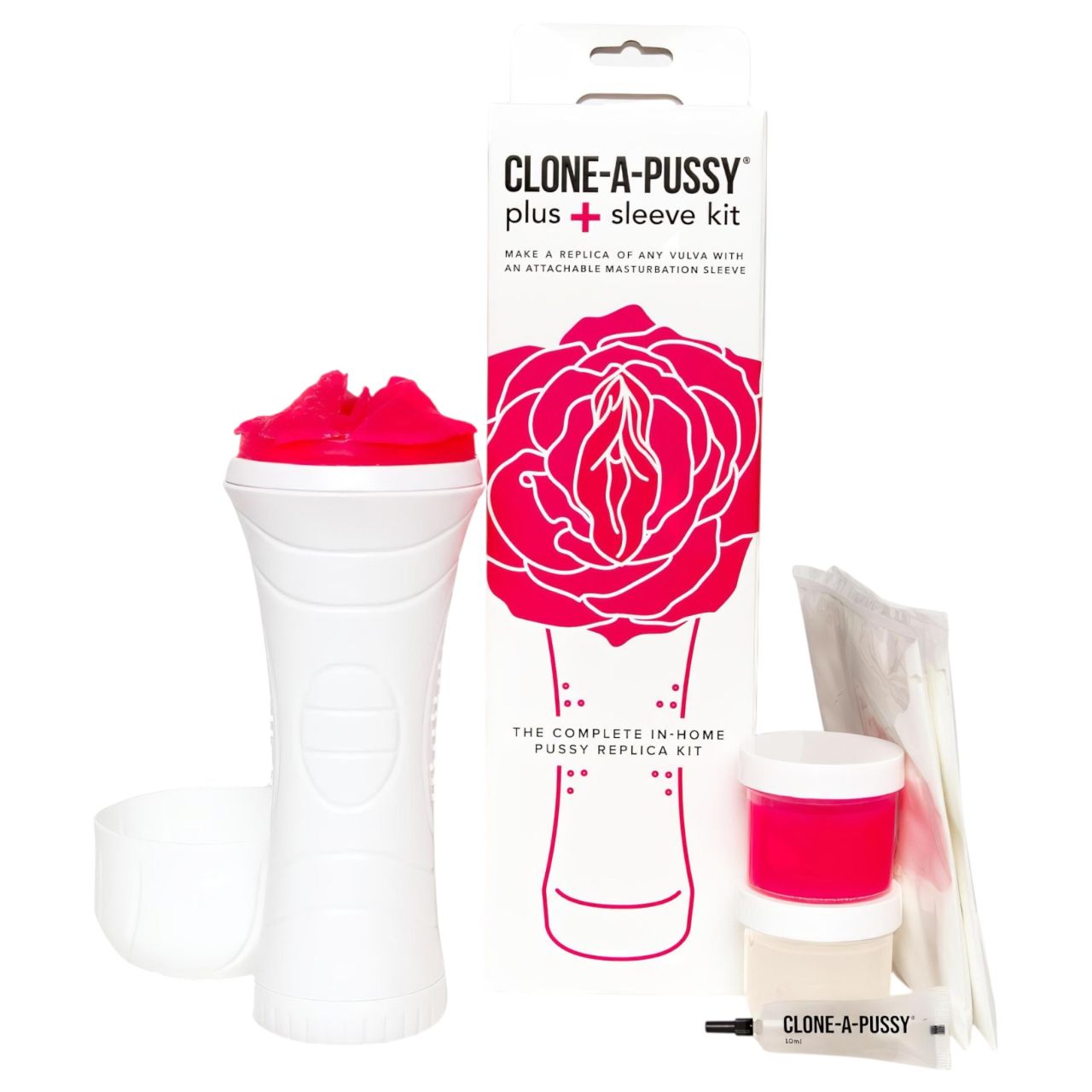 Clone-a-Pussy - puncimásoló és mandzsetta készlet (pink)