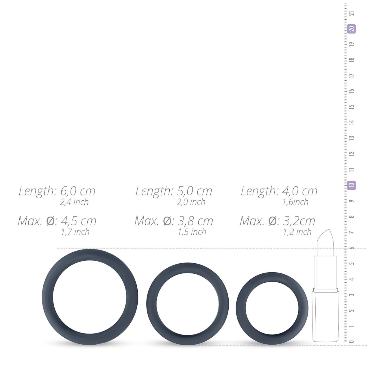 Boners - szilikon péniszgyűrű szett - 3 db (szürke) Boners - szilikon péniszgyűrű szett - 3 db (szürke)
