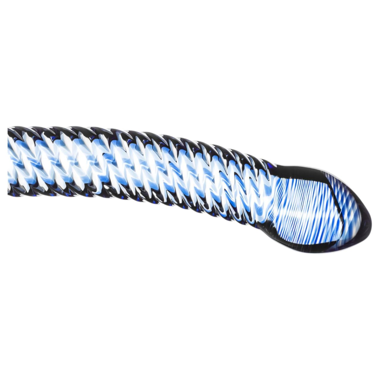 Gildo Glass No. 5 - spirál üveg dildó (átlátszó-kék)