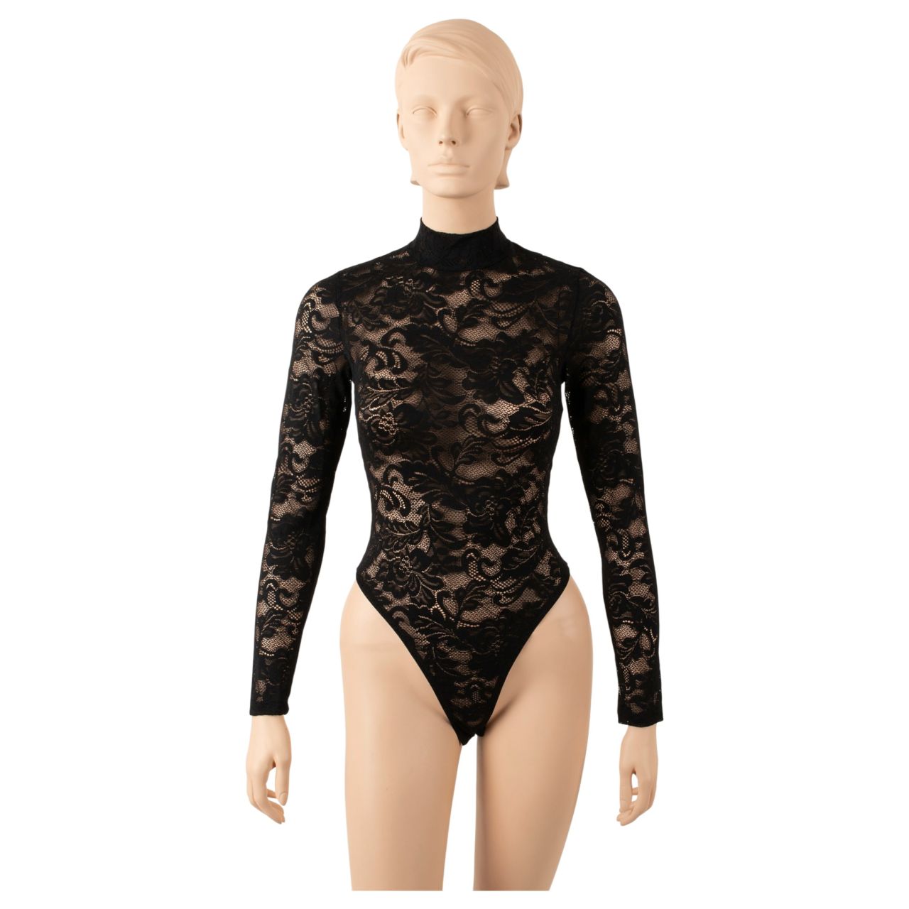 Cottelli - hosszú ujjú csipke body (fekete) - S