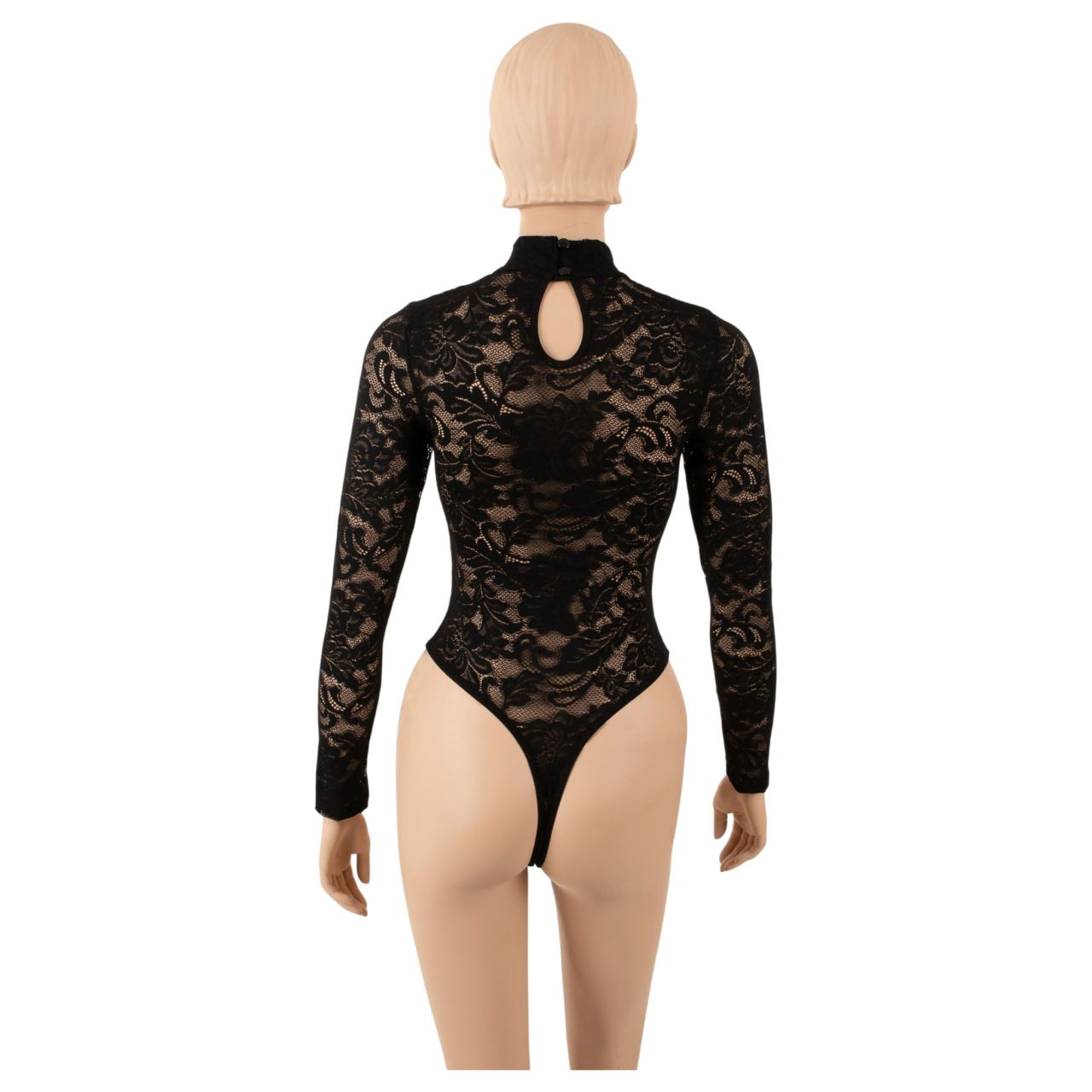 Cottelli - hosszú ujjú csipke body (fekete) - S