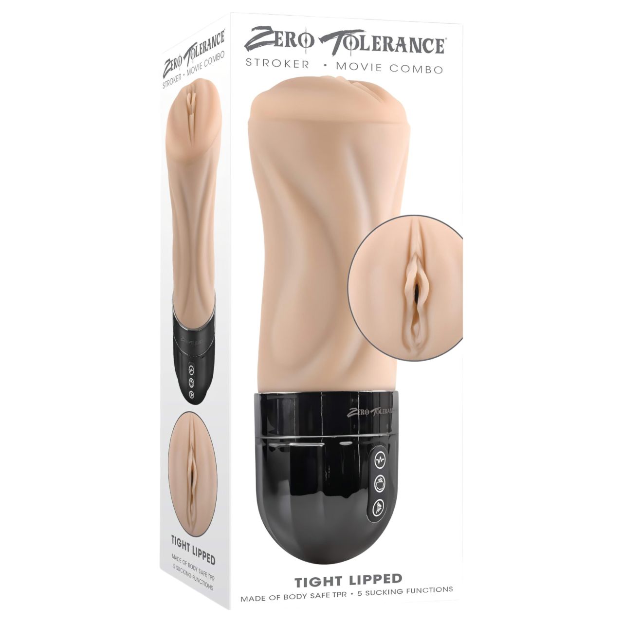 Zero Tolerance Tight Lipped - szívó-rezgő műpunci (testszínű)