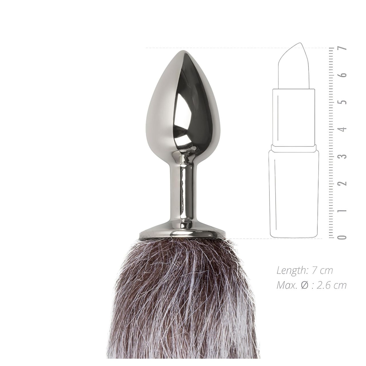 EasyToys Fox NO5 - fém anál plug rókafarokkal (ezüst-ezüst)