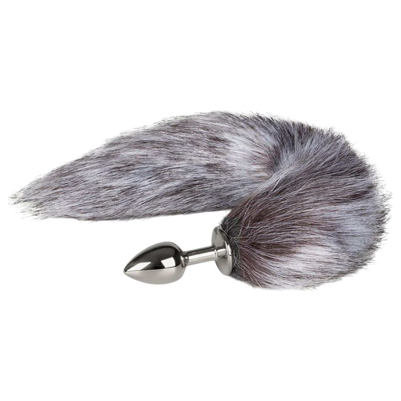 EasyToys Fox NO5 - fém anál plug rókafarokkal (ezüst-ezüst)