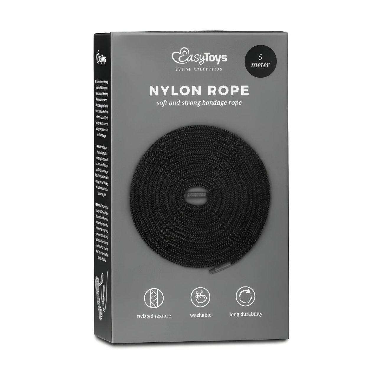 EasyToys Rope - bondage kötél (5 m, fekete)