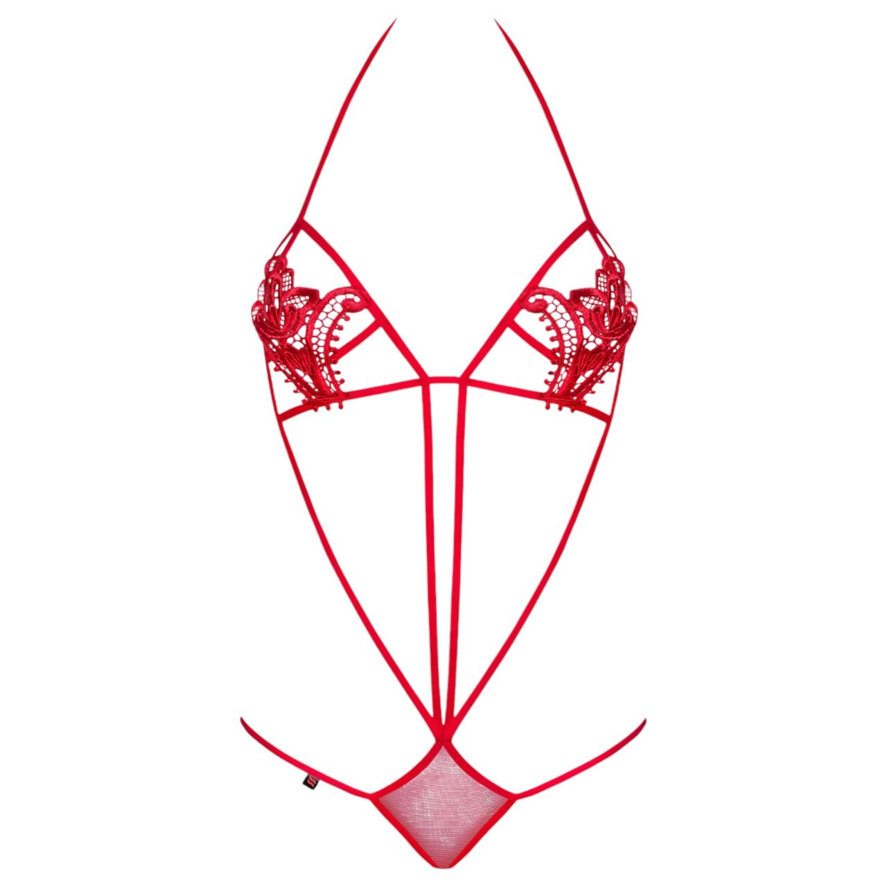 Obsessive Luiza - tulipános, pántos body (piros, S/M) Obsessive Luiza - tulipános, pántos body (piros, S/M)