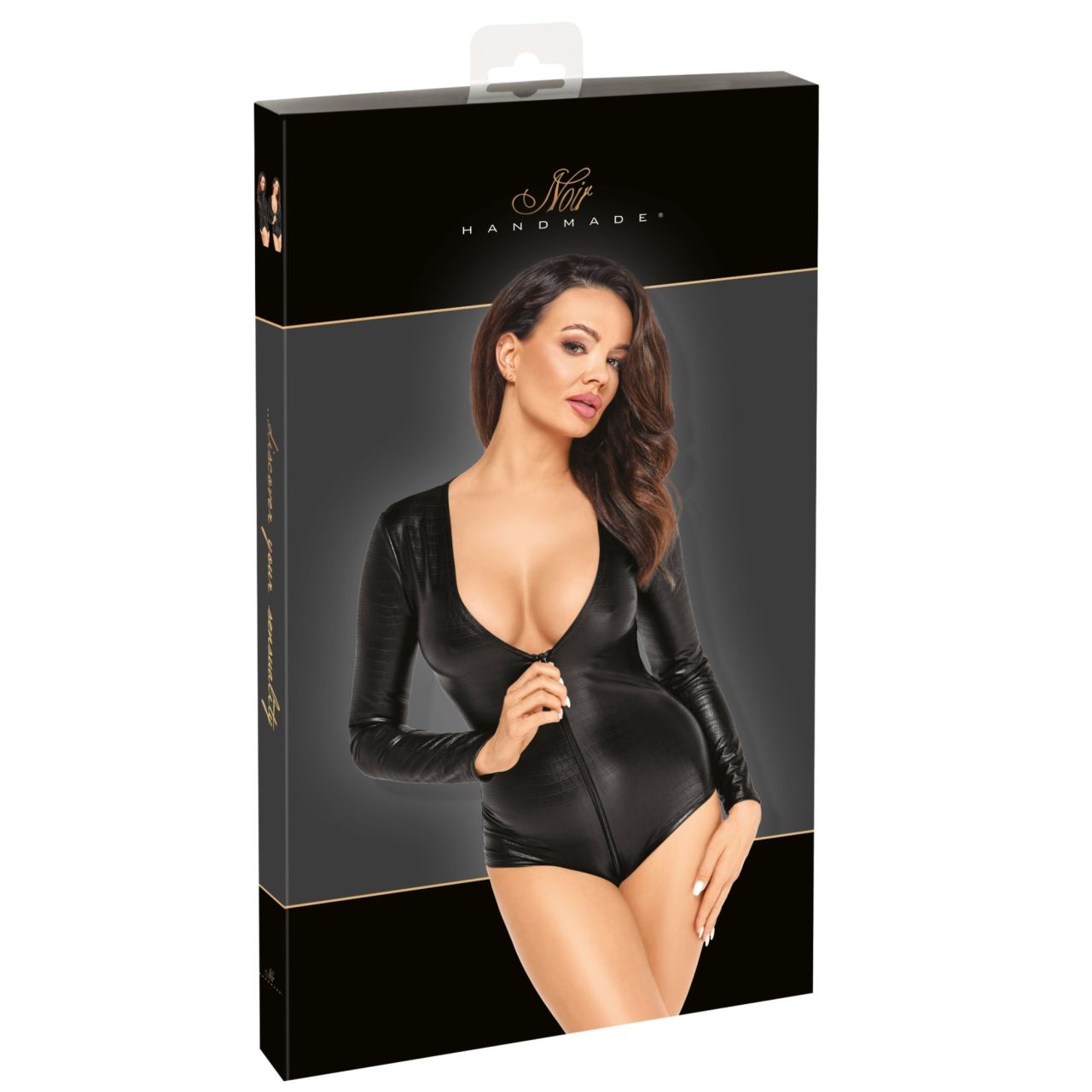 Noir - fényes hosszú ujjú body (fekete)