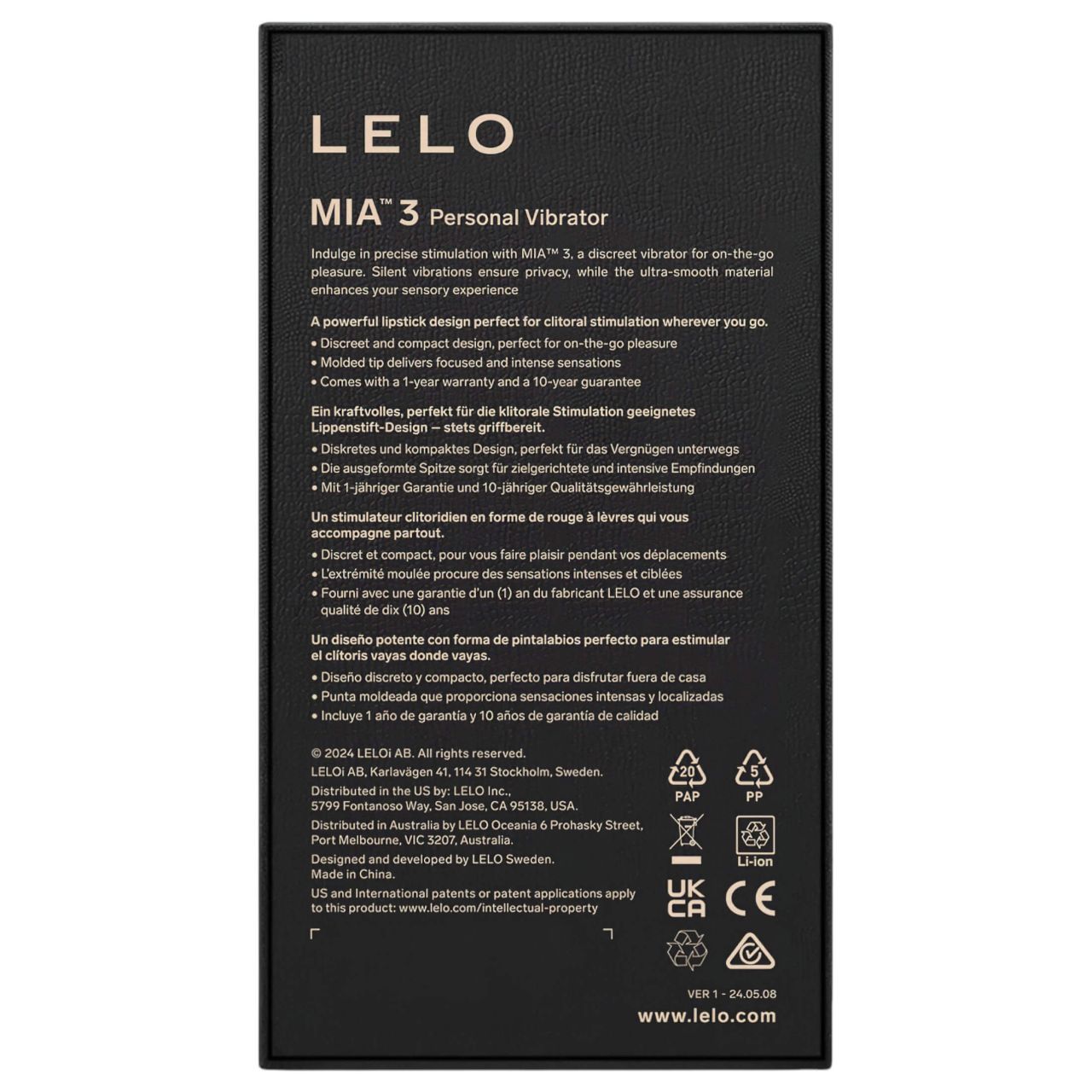 LELO Mia 3 - utazó rúzs vibrátor (fekete)