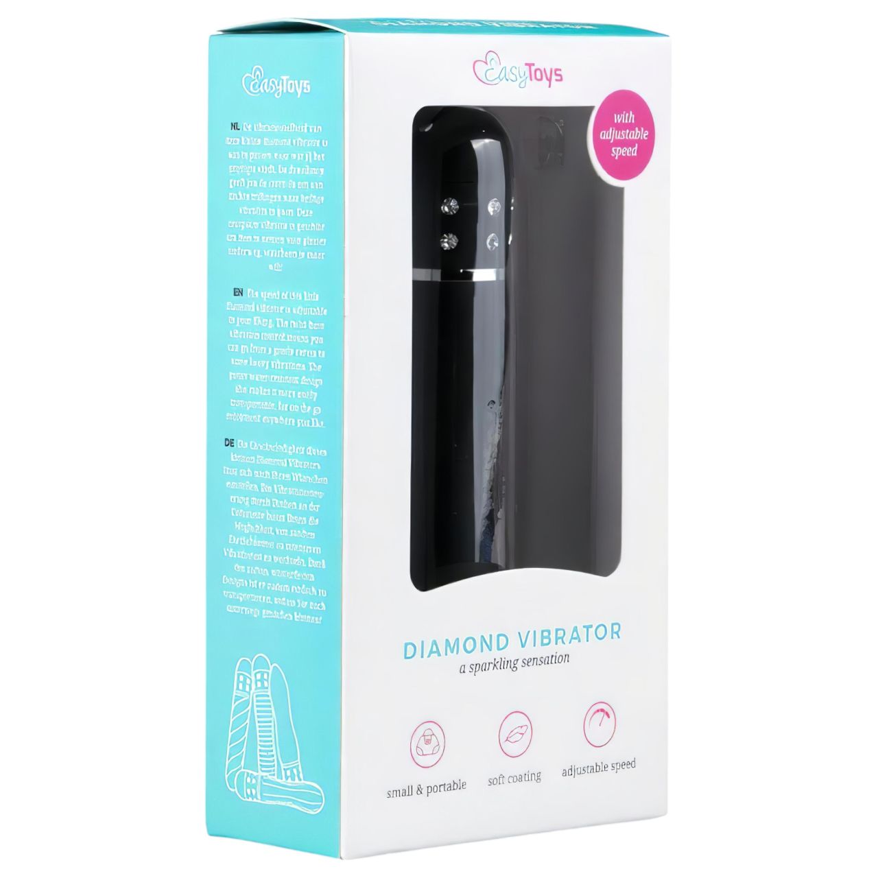 EasyToys Diamond Curved - mini rúd vibrátor (fekete)
