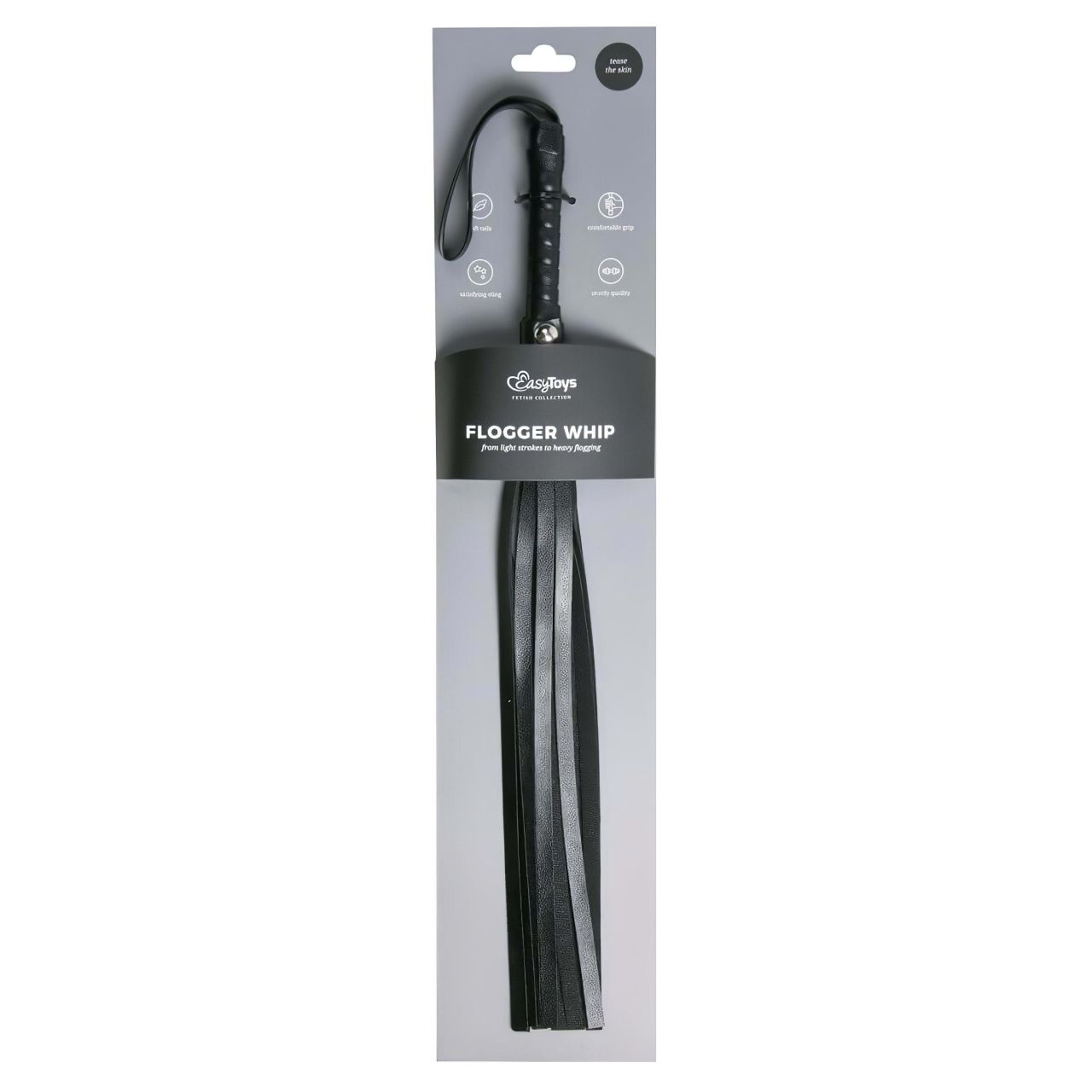 EasyToys Flogger - puha műbőr korbács (fekete)