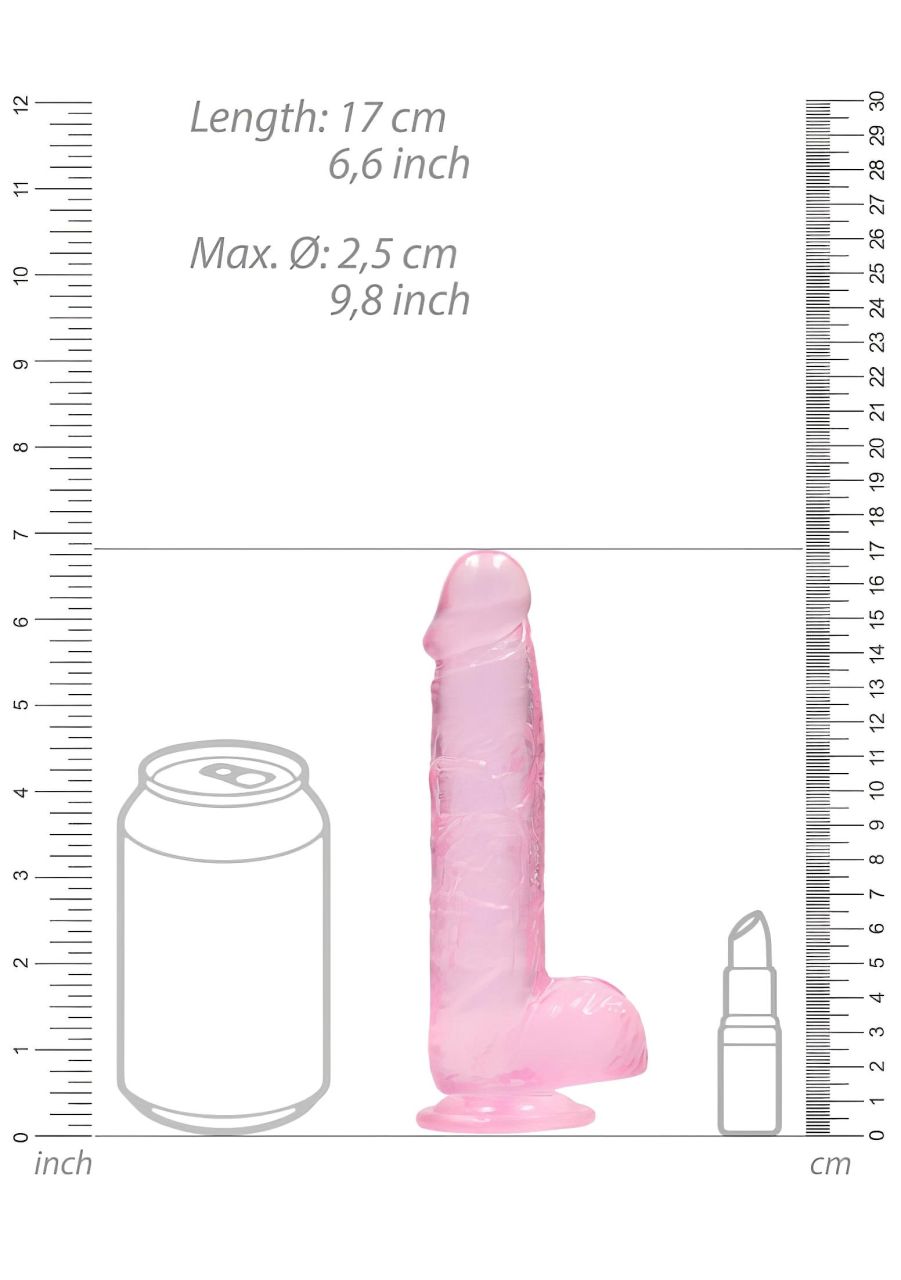 RealRock - átlátszó élethű dildó (pink, 15 cm)