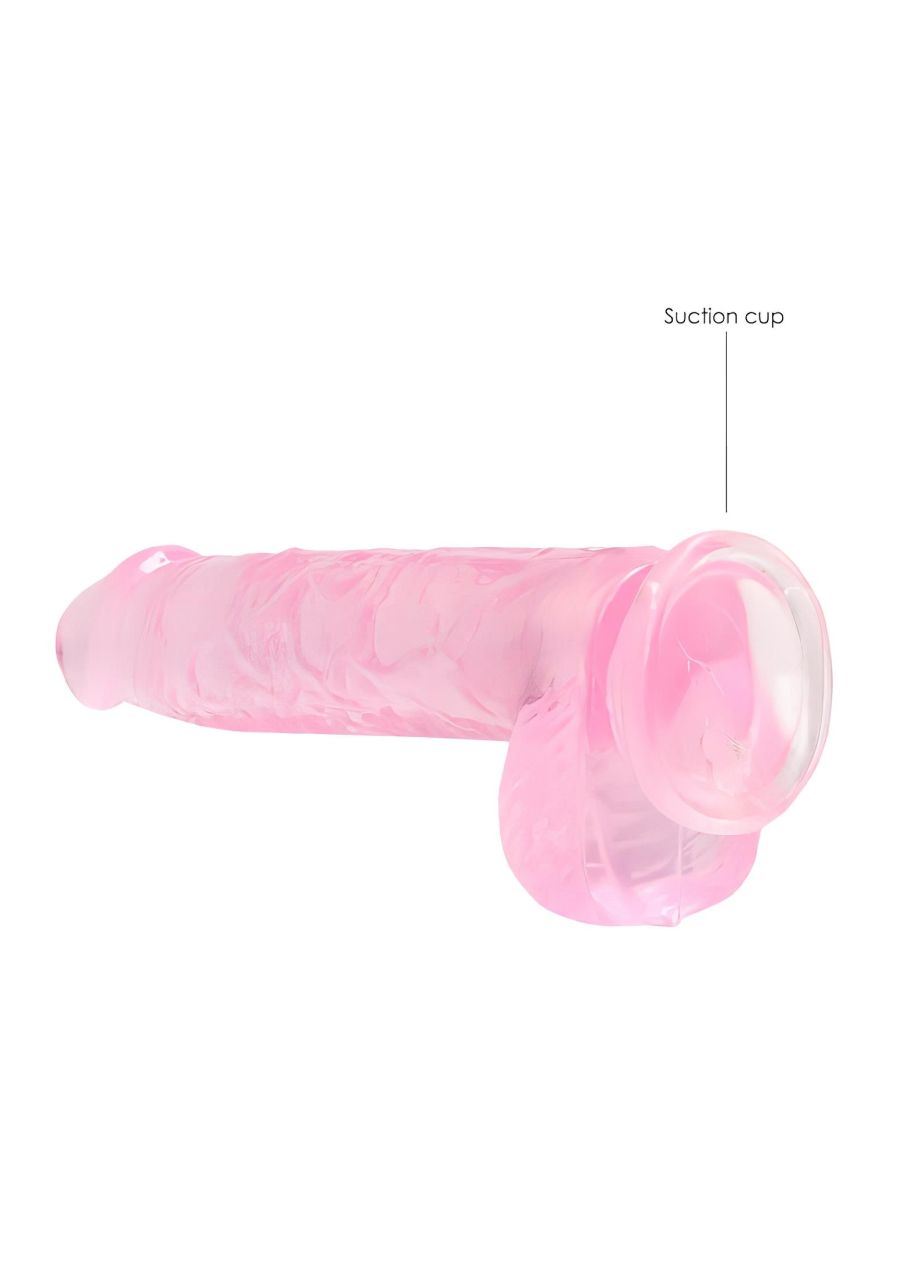 RealRock - átlátszó élethű dildó (pink, 15 cm)